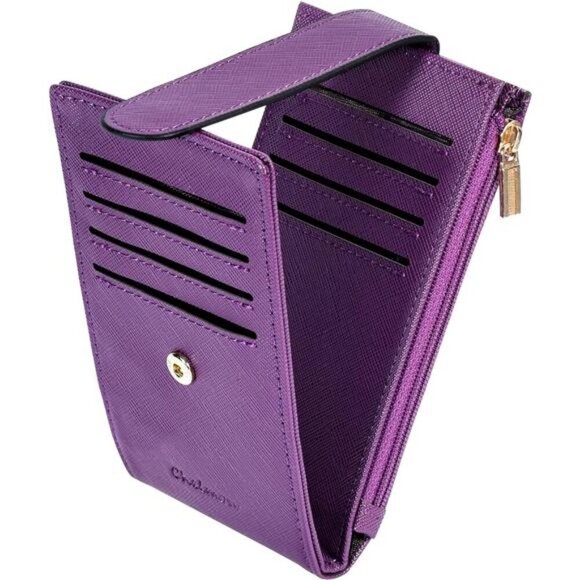 RFID Slim Wallet for Women Small Bifold Card Holder with Zipper Coin Pocket - Picture 1 of 7